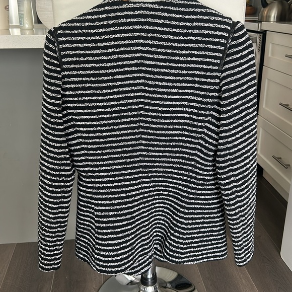 Theory Purposeful Stripe Yaisa Z Jacket Open Front Blazer Black White Women S - Picture 12 of 17